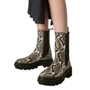 ALLSAINTS  Billie Snake-Print Leather Chelsea Boots Size 40 US 9